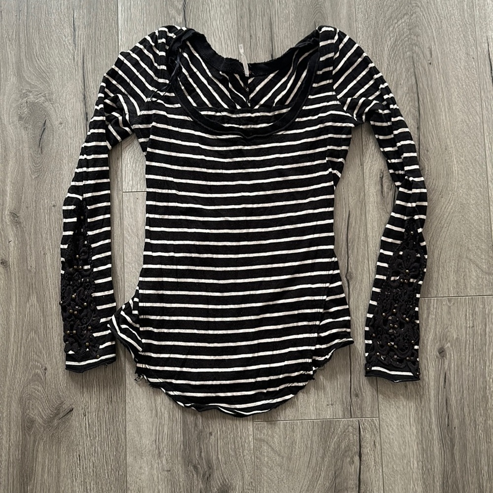 Free People Scoopneck with detailed long sleeve